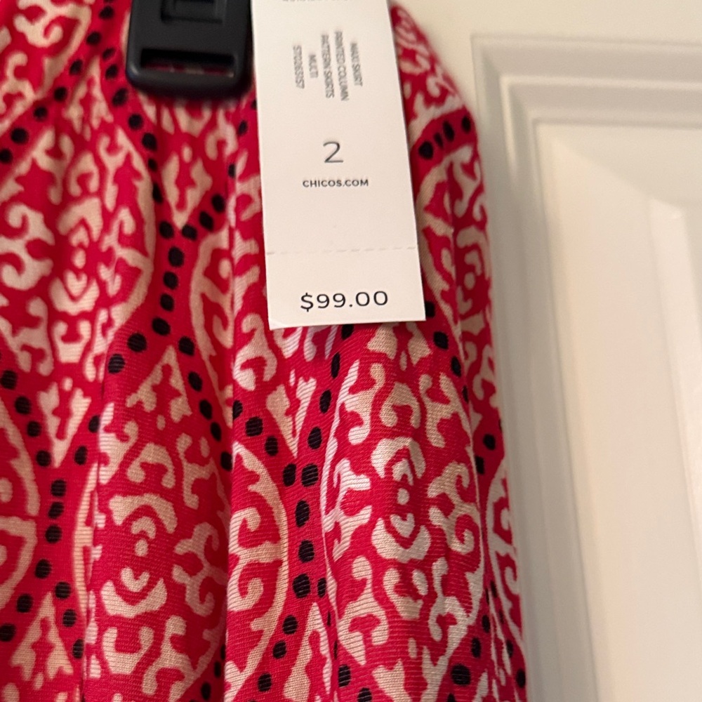 Chico's Red and White Patterned Maxi Skirt - Picture 2 of 4
